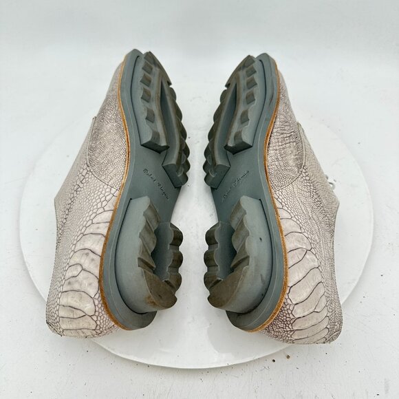 Robert Clergerie Men Size 9B White Grey Snake Pattern Leather Derby Shoes - Picture 6 of 12